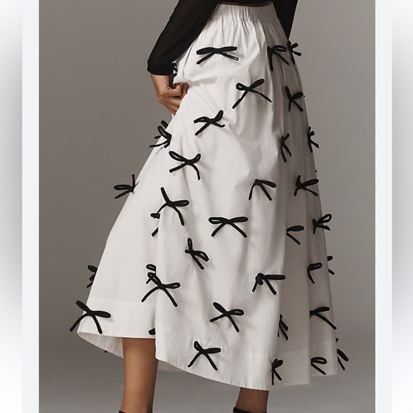 Anthropologie Maeve 3D Bow Midi Skirt - Picture 2 of 13
